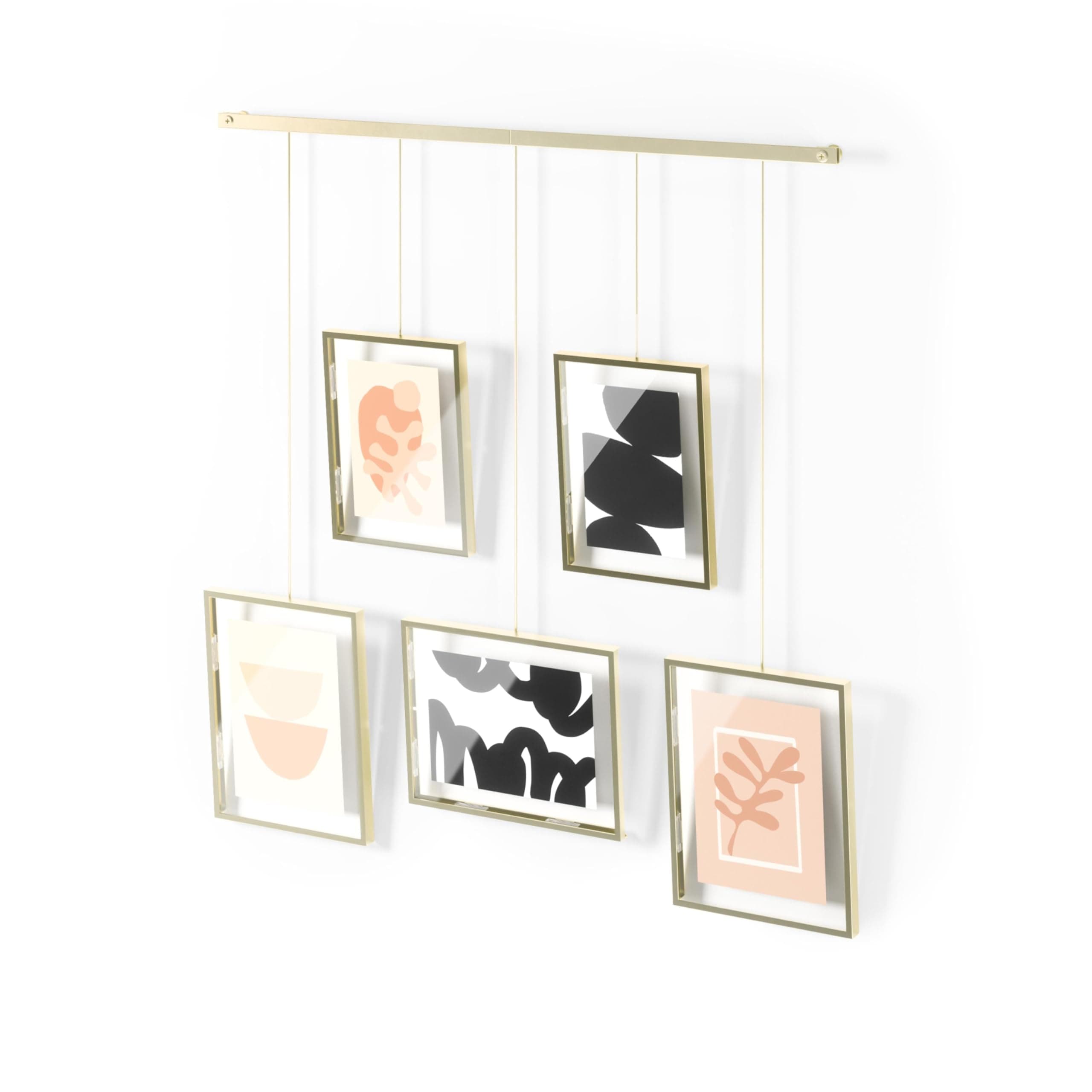 Umbra Exhibit Picture Frame Gallery Set, Adjustable Wall Collage Displays Five Photos (Two 4x6 and Three 5x7), Set of 5, Gold
