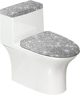 Silver Toilet Lid Seat Cover & Toilet Tank Lid Cover Machine Washable Fits Most Standard Toilet 17 × 21 Inch Fall Decor