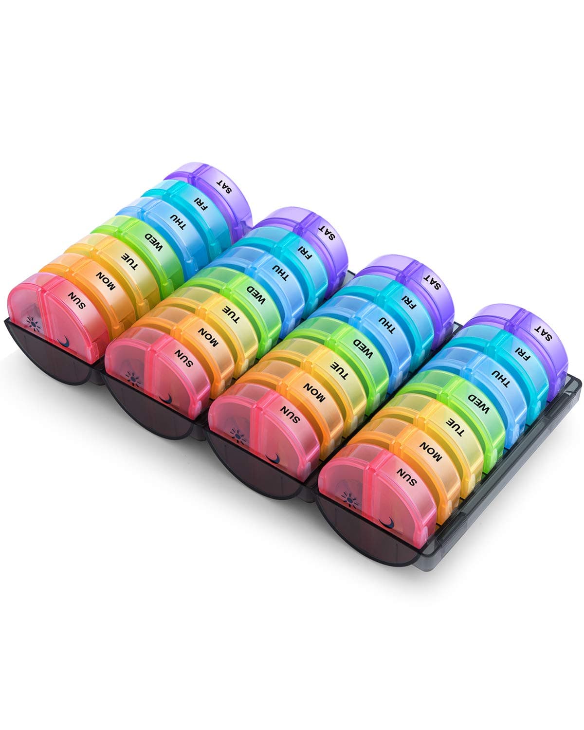 Barhon Monthly Pill Organizer 2 Times A Day, Extra Large Month Medicine Organizer, Daily Pill Box Organizer 28 Days for Vitamin Fish Oil Supplements (Rainbow)