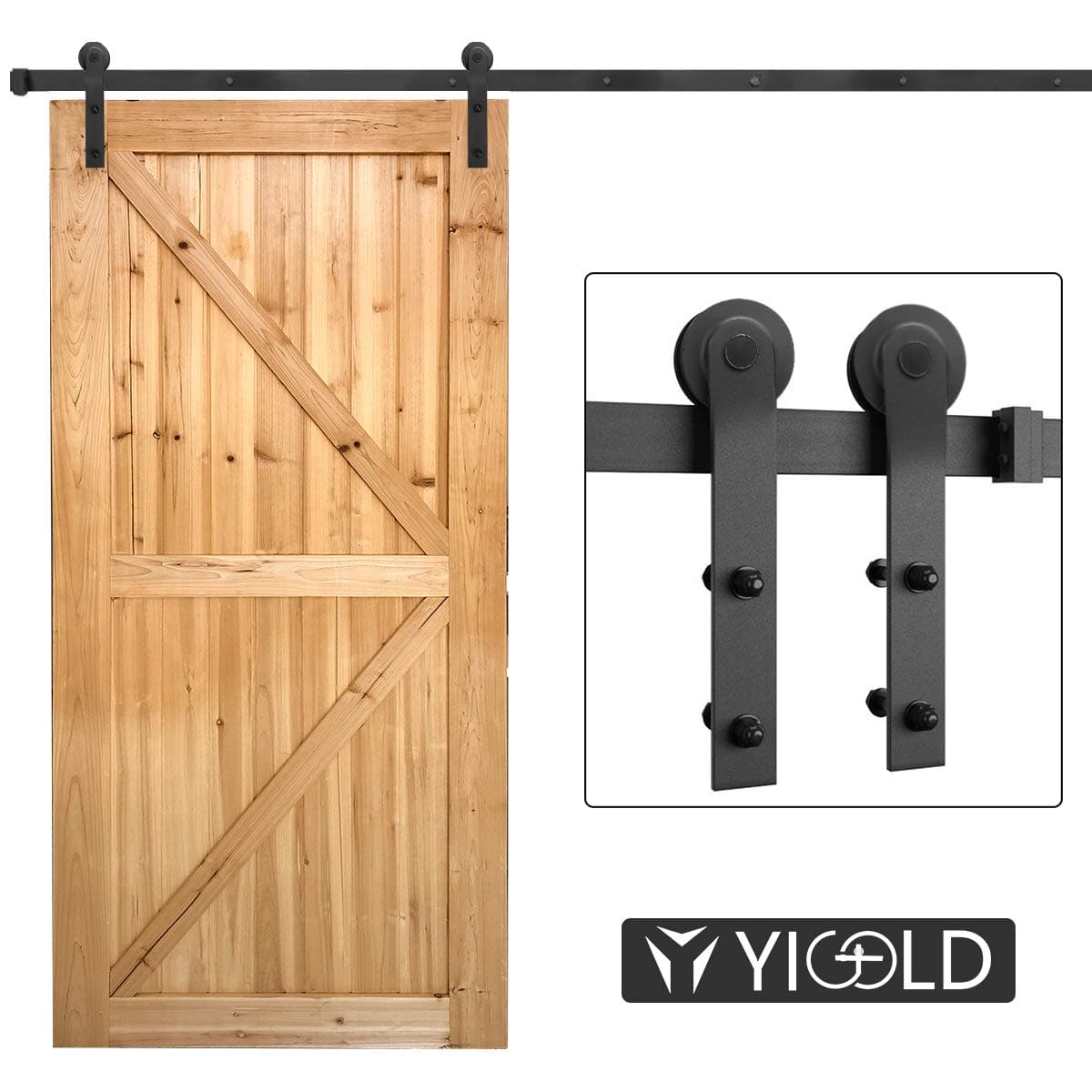 6.6ft Barn Door Hardware Kit,Hardware for Sliding Doors, Antique Style,Slide Smoothly Quietly,Factory Outlet Upgraded Version Quality Carbon Steel,Fit 36"-40" Wide Door Panel-(I Shape Hanger)
