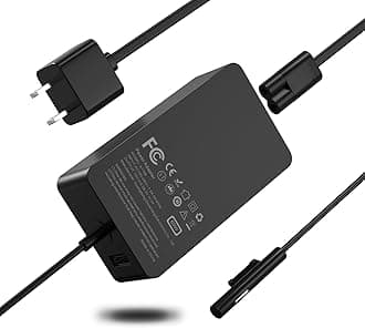 65W Surface Pro Charger Compatible with Microsoft Surface 10,9,8,7+,7,6,5,4,3,X, Windows Surface 6,5,4,3,2,1,Studio, Surface Go 3,2,1, Book 3,2,1, Support 44W 36W Laptop 10FT Power Cord