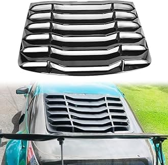 Rear Window Louver, Compatible with 2003-2008 Nissan 350Z Coupe, ABS Plastic Gloss Black IKON Style Back Window Windshield Sun Shade Cover Vent