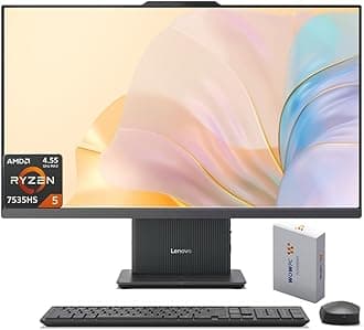 Lenovo IdeaCentre Business All-in-one Computer, 23.8" FHD IPS Display, AMD Ryzen 5 7535HS (Up to 4.55GHz), 16GB DDR5 RAM, 1TB PCIe SSD, Wi-Fi 6, USB-C, HDMI in&Out, Bundle 500GB External Drive