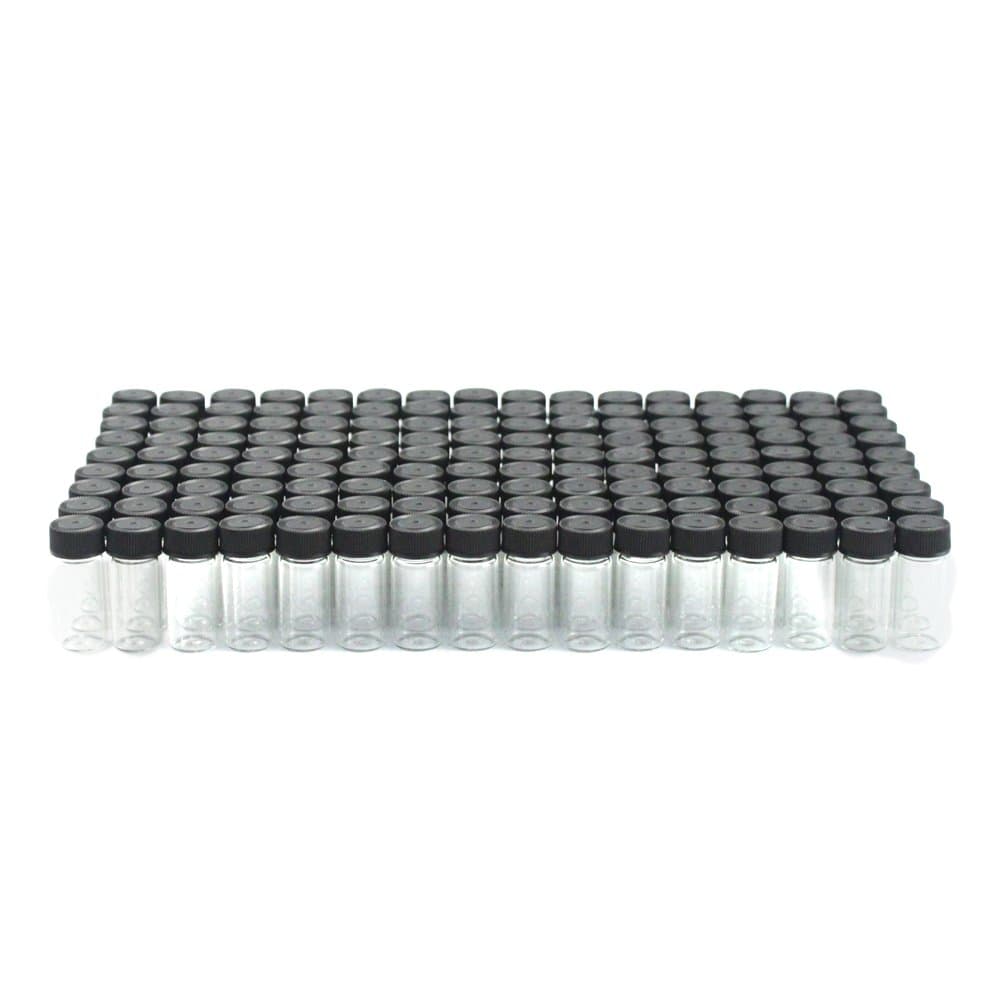 Clear Glass Vials, 1 Dram (1/8 oz) with Screw Caps, Case of 144