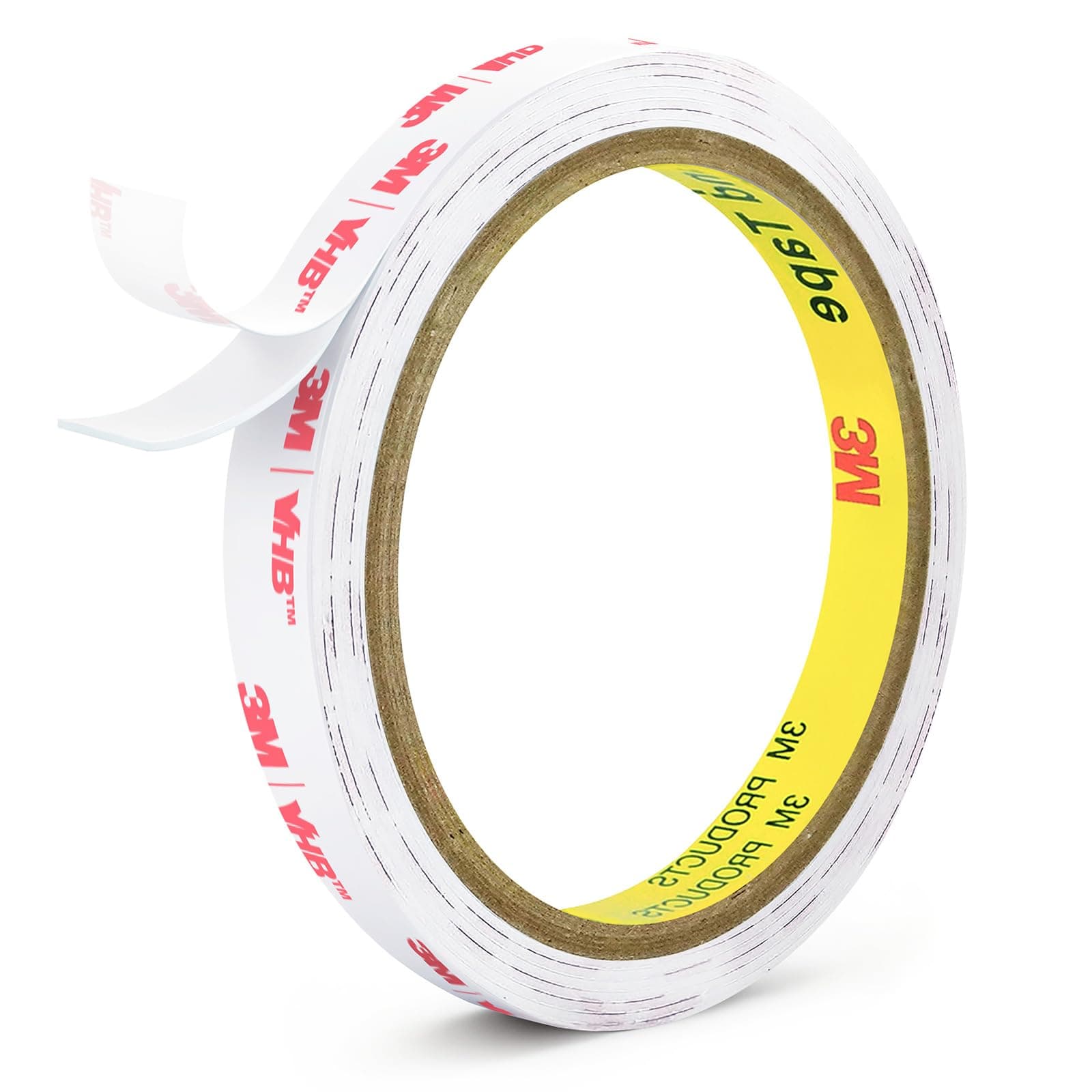 0.39in X 9.85ft Double Sided Tape Heavy Duty, Removable Mounting Tape for Wall, White Sticky Foam Tape, Picture Hanging Strips & Poster Hanger, Waterproof Adhesive Strips for LED Light