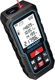 – 70M Laser Measure Device, MiLESEEY 229ft Digital Laser Tape Measure with Upgrade Electronic Angle Sensor, ±2mm Accuracy, Area Measurement, Volume and Pythagoras, 2"LCD Backlit, Mute, Battery Included