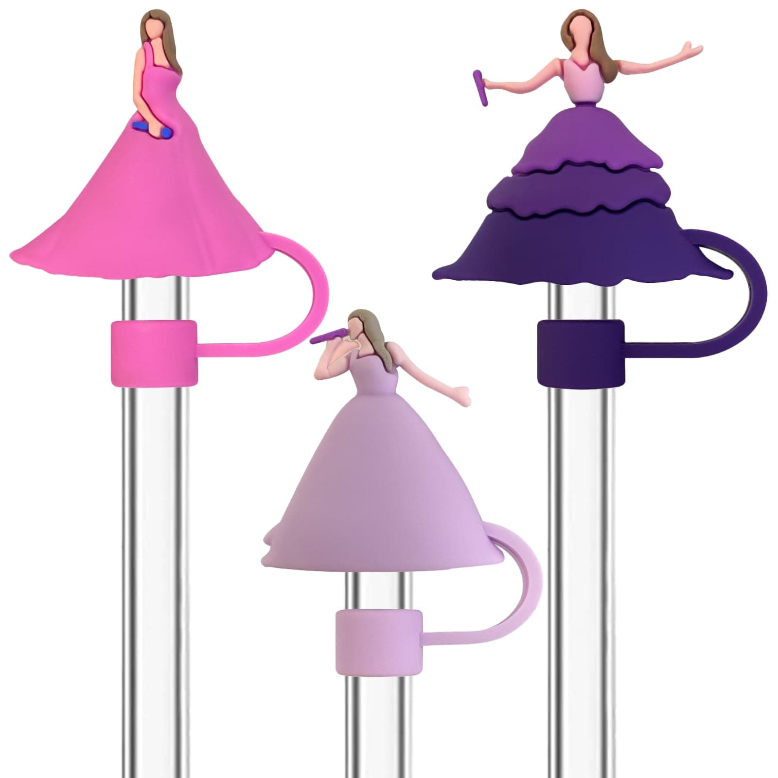 Singer Straw Cover Compatiable With Stanley Cup 30 40 Oz Cup - Reusable Silicone Straw Toppers for 10mm Straws Tumbler Accessories Idea Gift for Fans 3 PCs