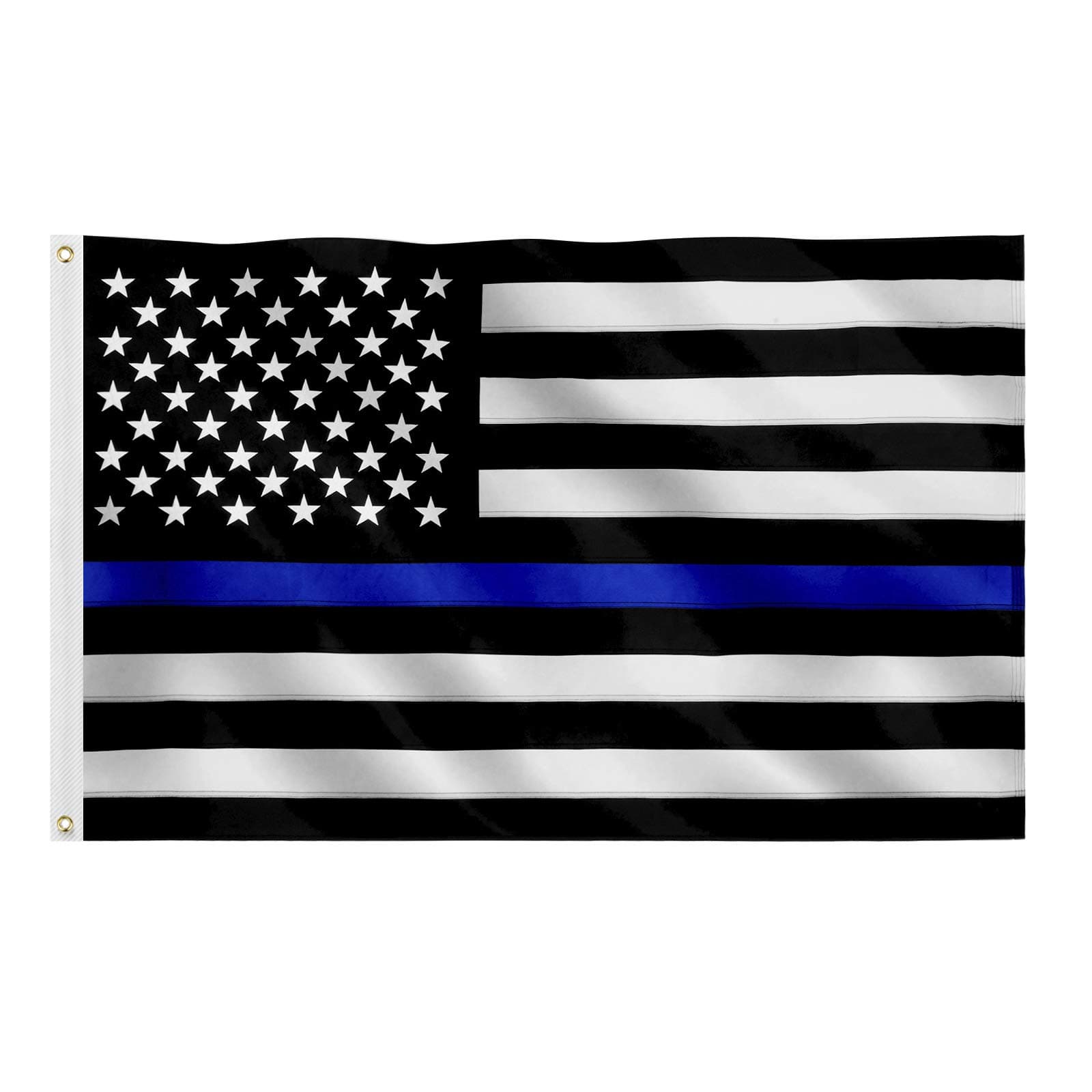 JetlifeeBlack White Thin Blue Line American Flag 3x5 Ft Heavy-Use Polyester Embroidered Stars Sewn Stripes Fast Dry, All Weather USA Flag-Honoring Law Enforcement Officers
