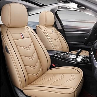 Car Seat Covers 5 Seat Leather Compatible with Ford Mondeo 2005-2009 Vehicle Seat Cover Full Set Cushion Front Rear Seat Protectors (Beige)