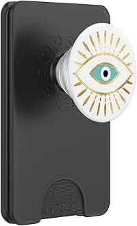 Gold Lash and Teal Evil Eye Greek Mati PopSockets PopWallet for MagSafe