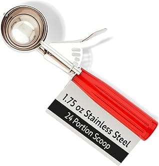 Restaurantware 1.75 Ounce Portion Scoop, 1 Trigger Release Stainless Steel Cookie Scoop - With Red Handle, Stainless Steel Disher, For Portion Control, Cookie Dough, Cupcake Batter, Or Ice Cream