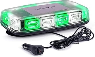 Upgraded 12" 72LED Rooftop Mini Strobe Lights, Emergency Safety Flashing Beacon Light bar with Magnetic Base for 12V-24V Construction Vehicles, Trucks, Snow Plow, Postal Car (Mix White/Green)