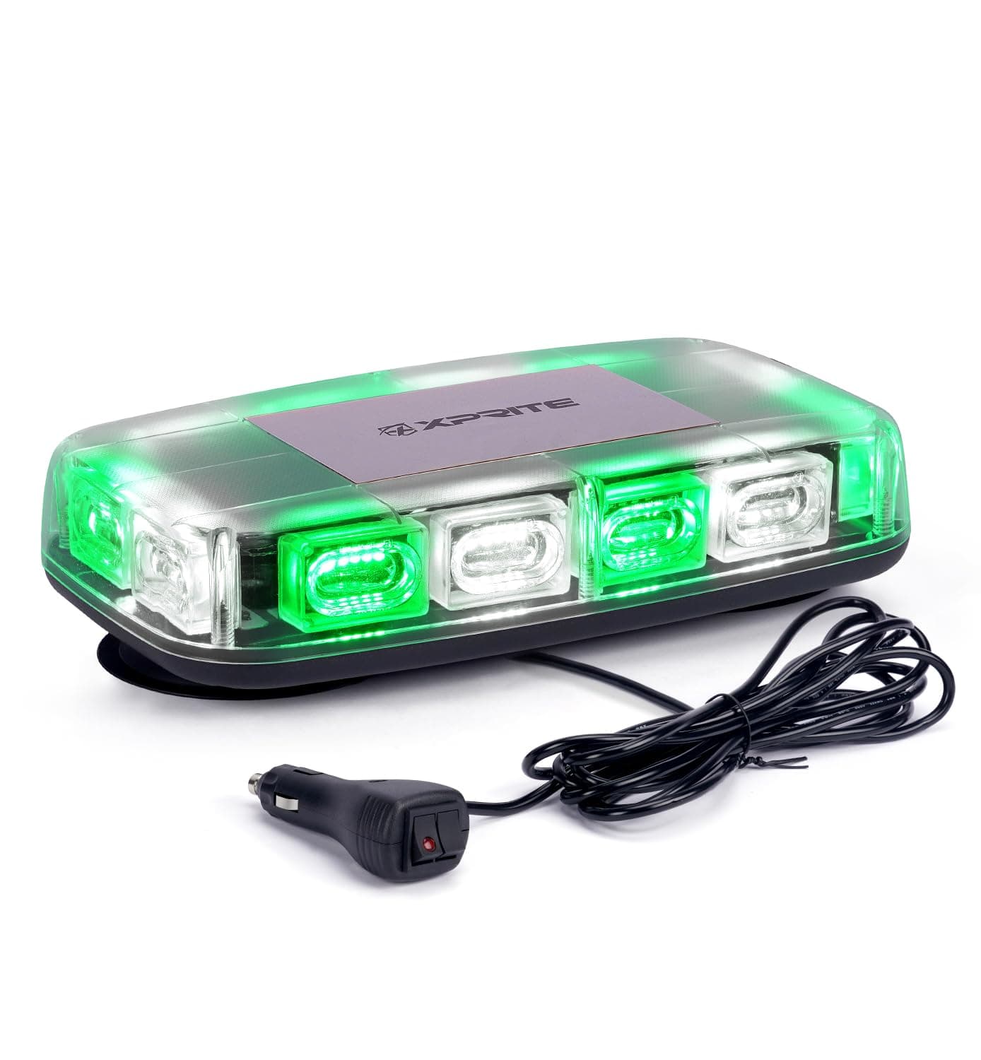 Upgraded 12" 72LED Rooftop Mini Strobe Lights, Emergency Safety Flashing Beacon Light bar with Magnetic Base for 12V-24V Construction Vehicles, Trucks, Snow Plow, Postal Car (Mix White/Green)