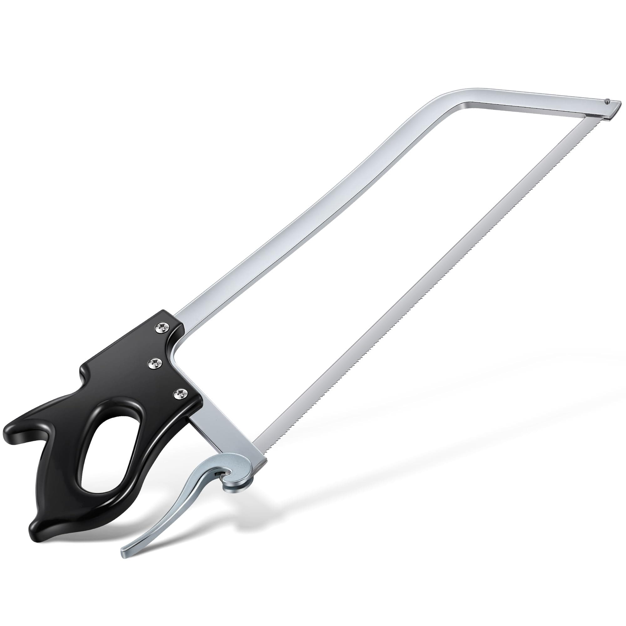 22 Inch Butcher Saw Meat and Bone, Professional Meat Processing Saw with Stainless Steel Blade, Quick Release Black Tightening Cam Comfort Handle, for Household, Processed Livestock and Game
