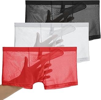 Men's See Through Mesh Trunks Underwear Seperate Elephant Nose Boxer Briefs