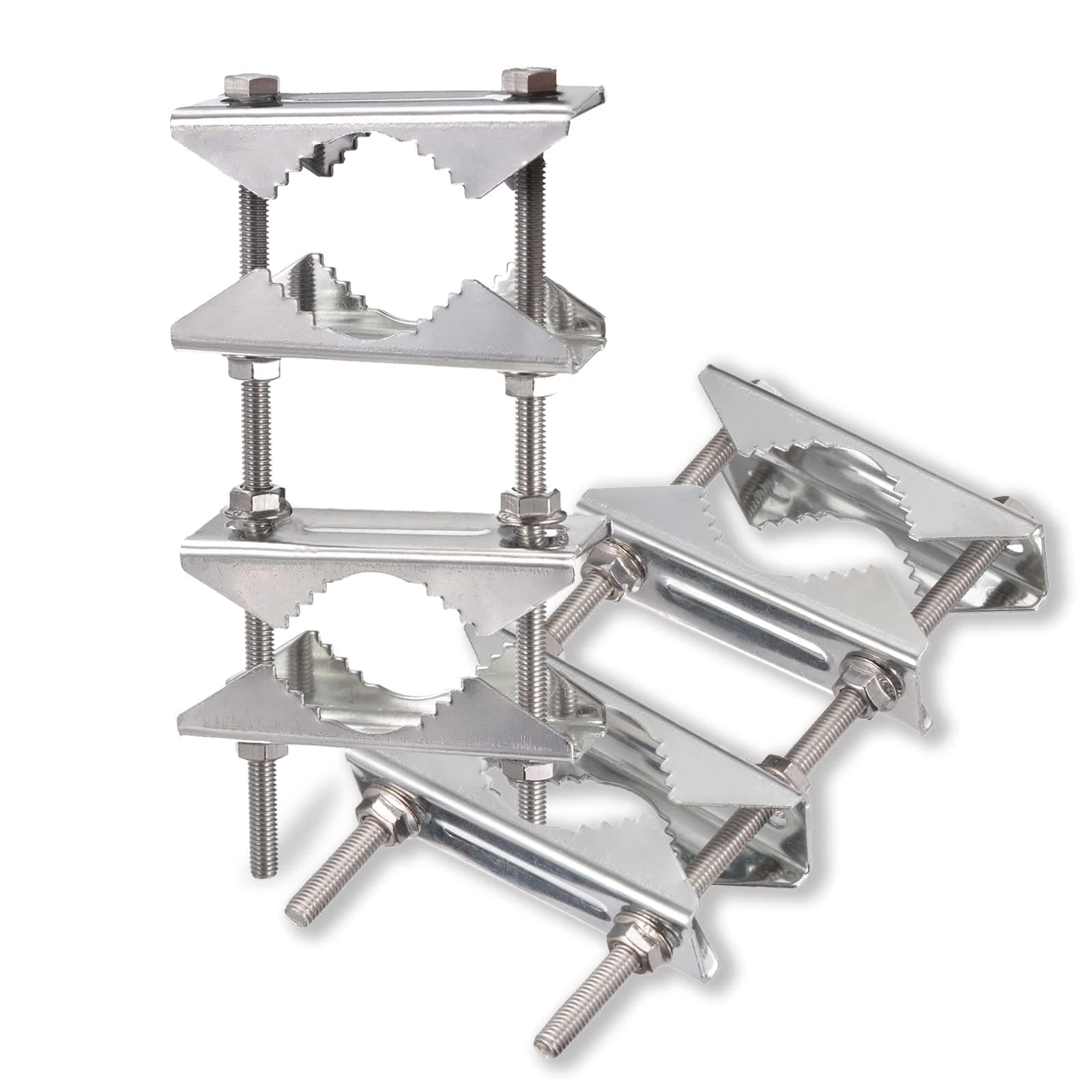 2-Pack Double Antenna Mast Clamp Anti-Rust Heavy Duty Pole to Pole Mounting Kit Bracket Holder for 25-50 mm diameter Outdoor LoRa WiFi 4G LTE Ham Radio TV CB Antenna Pole