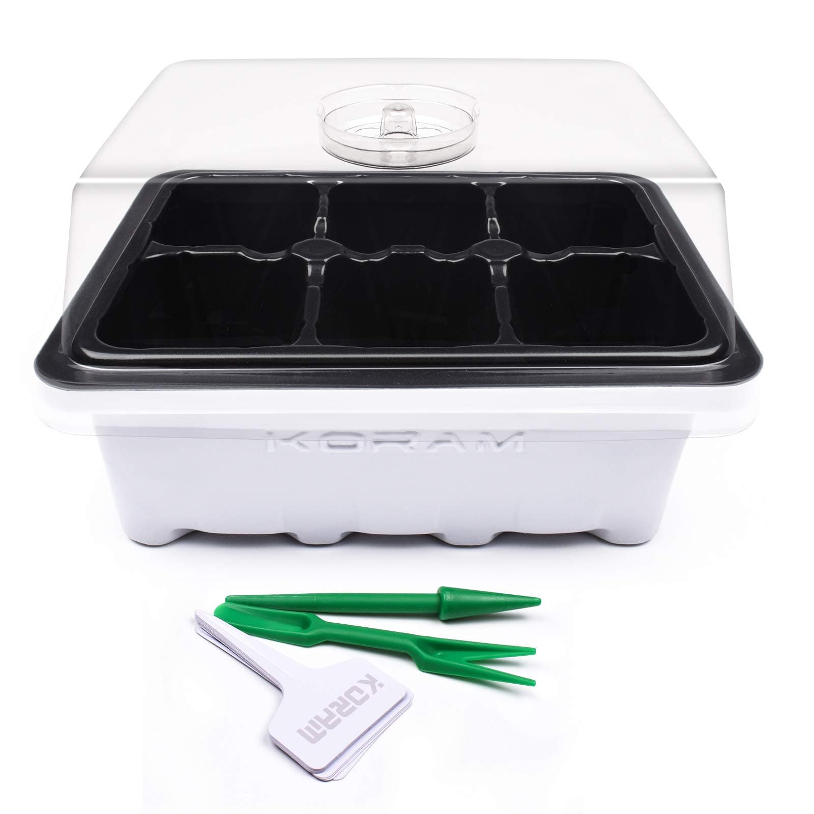 KENTING KORAM 10-Pack Seed Tray, 6 Large Cells Plant Germination Trays Humidity Adjustable Seed Starter Pots with Lid and Base for Greenhouse Seeding Germination