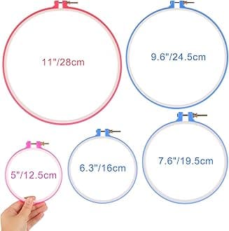 Fuyit Embroidery Starter Kit 134pcs Cross Stitch Tool Kit with 72 Colours Embroidery Thread, 5 Pieces Plastic Embroidery Hoops, 45cm x 30cm 14 Count Classic Reserve Aida and Other Necessary Tools