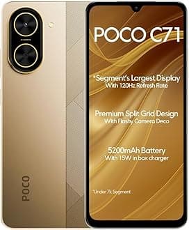 Poco C71 4G LTE (for Tmobile Mint Tello & Global) (128GB + 4GB) 32MP Dual Camera 6.88" 120Hz Octa Core Unlocked Model 25028PC03G (Gold)