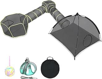 wilwolfer Outdoor Cat Enclosures for Indoor Cats- 5 in 1 Outdoor Cat Tent with Tunnel- Cat Houses for Outdoor Cats- Outdoor Cat Enclosures- Portable Pet Playpen for Cats Puppy and Small Animals