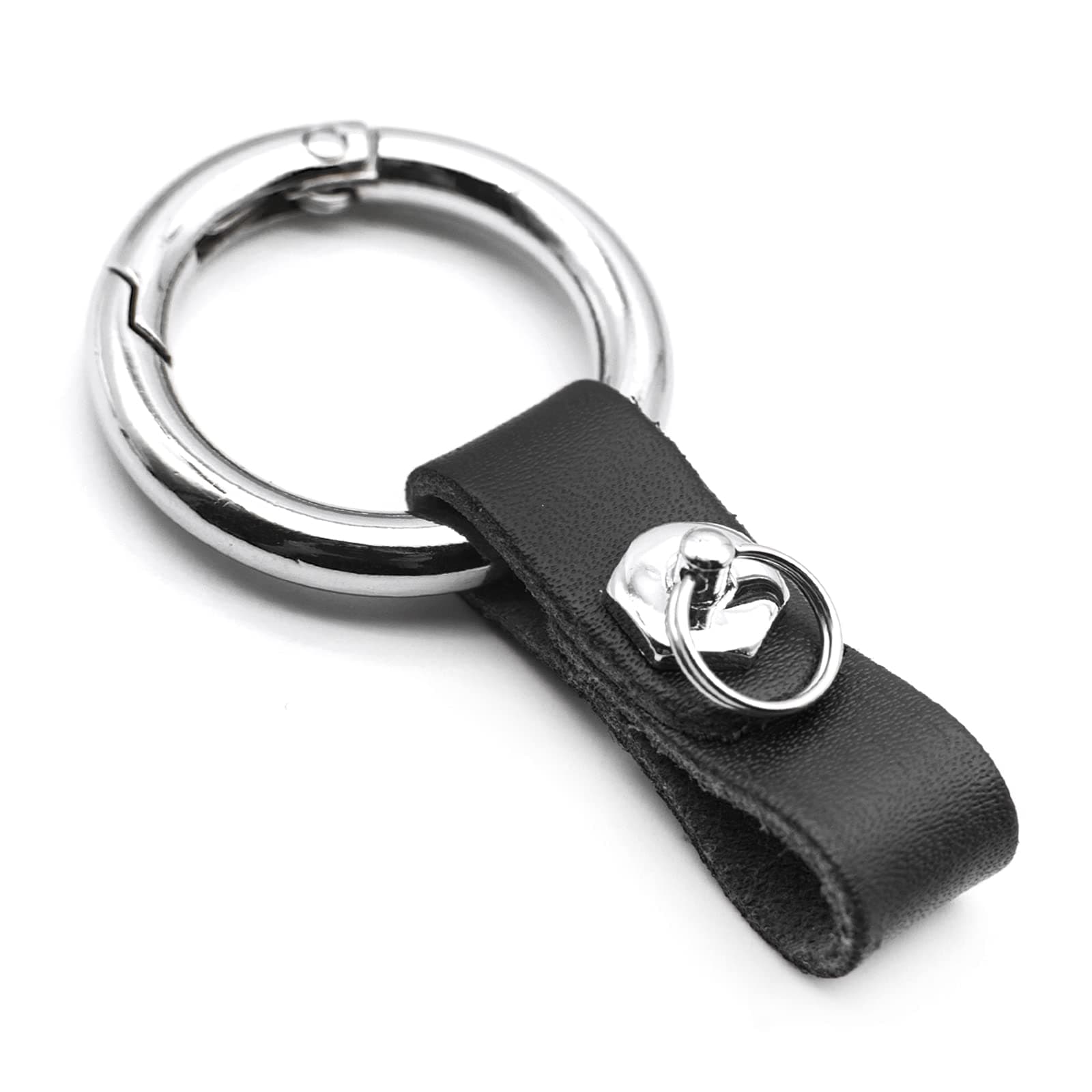 Key Chain Car Key Clip Quick Release Leather Car Keychain for Men and Women - Black Color, with Anti-Lost Ring, Short
