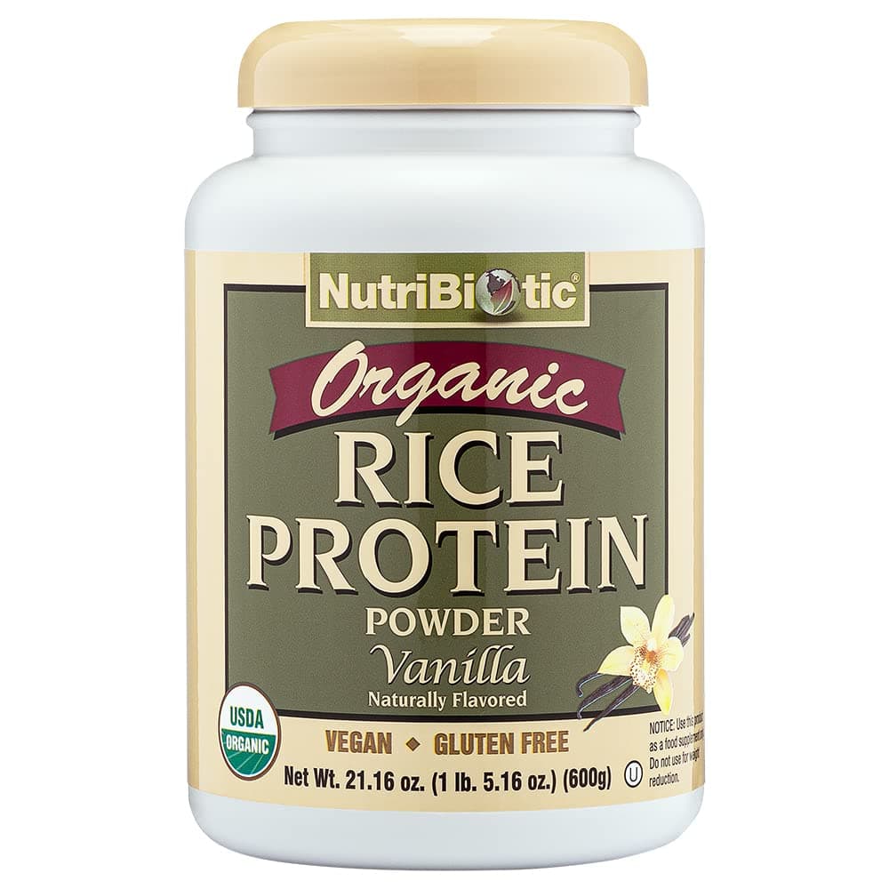 NutriBiotic Certified Organic Rice Protein Vanilla, 1 Lb. 5 Oz | Low Carbohydrate Vegan Protein Powder | Raw, Certified Kosher & Keto Friendly | Made Without Chemicals, GMOs & Gluten | Easy to Digest