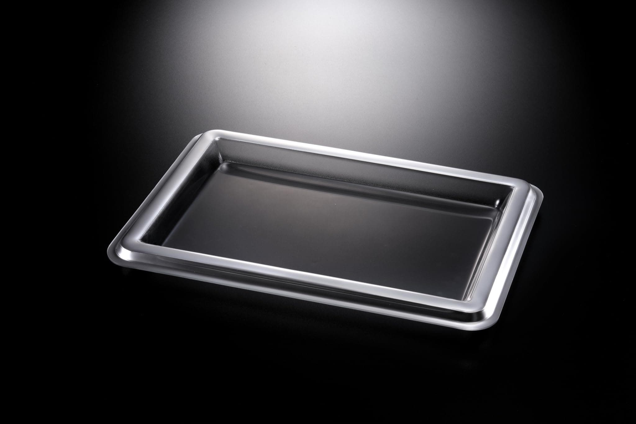 Vague Acrylic Silver Tray with Silver Border, 55 cm x 40 cm x 4 cm Size