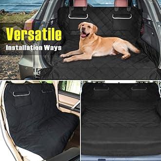 F-color SUV Cargo Liner for Dogs, Waterproof Pet Cargo Cover Dog Seat Cover Mat for SUVs Sedans Vans with 2 Large Pockets, Non-Slip, Large Size Universal Fit, Black