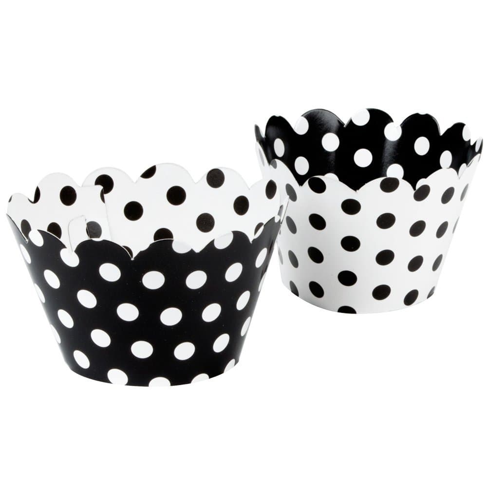 Gourmet Polka Dot Cupcake Wrappers 50 ct (Black / White)
