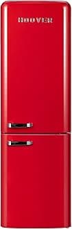 300L Bottom Mount Retro Style Refrigerator, Total No Frost Design, Metal Texture Handle, Electronic Control & LED Light, Silver Strip & Ice Twister, 1 Year Warranty,Red - HBR-M300-RR
