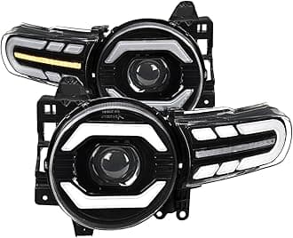- Black Full LED Projector Headlights w/Sequential Turn Signal and Startup Animation Compatible with 2007-2014 Toyota FJ Cruiser, Left + Right Pair Headlamp Assembly