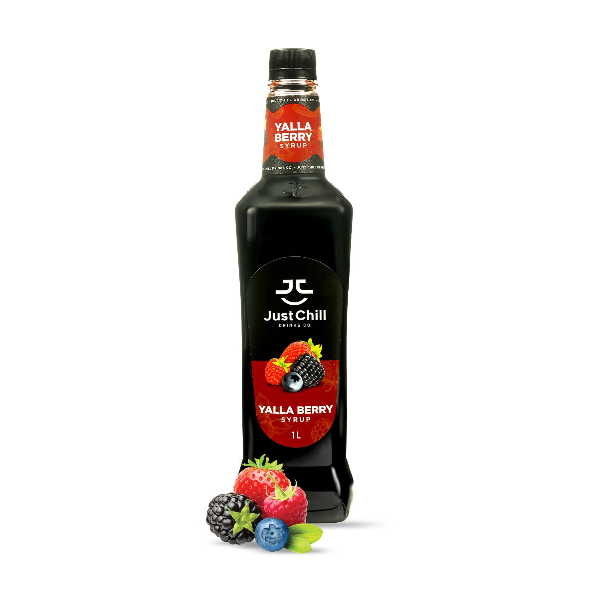– Just Chill Drinks Co.- Yalla Berry Fruit Syrup, 1L (Non-GMO, Vegan, Gluten Free, Halal) - Prepare refreshing & thirst Quenching mocktails