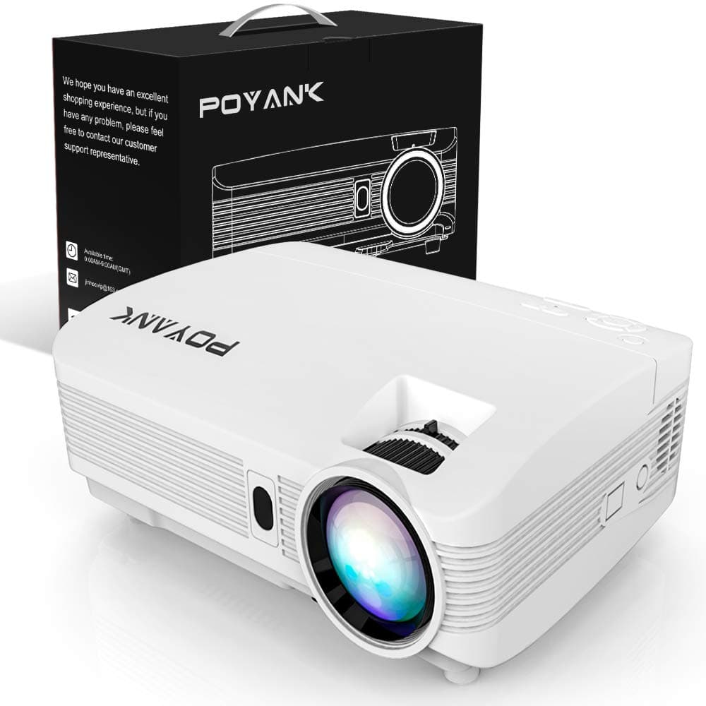 HD Projector 4500 Lumens Projector FULL HD Video Projector 200'' Home Cinema LCD Movie Projector Support 1080P HDMI Vga Av USB Ideal For Home Entertainment Party Games, White.