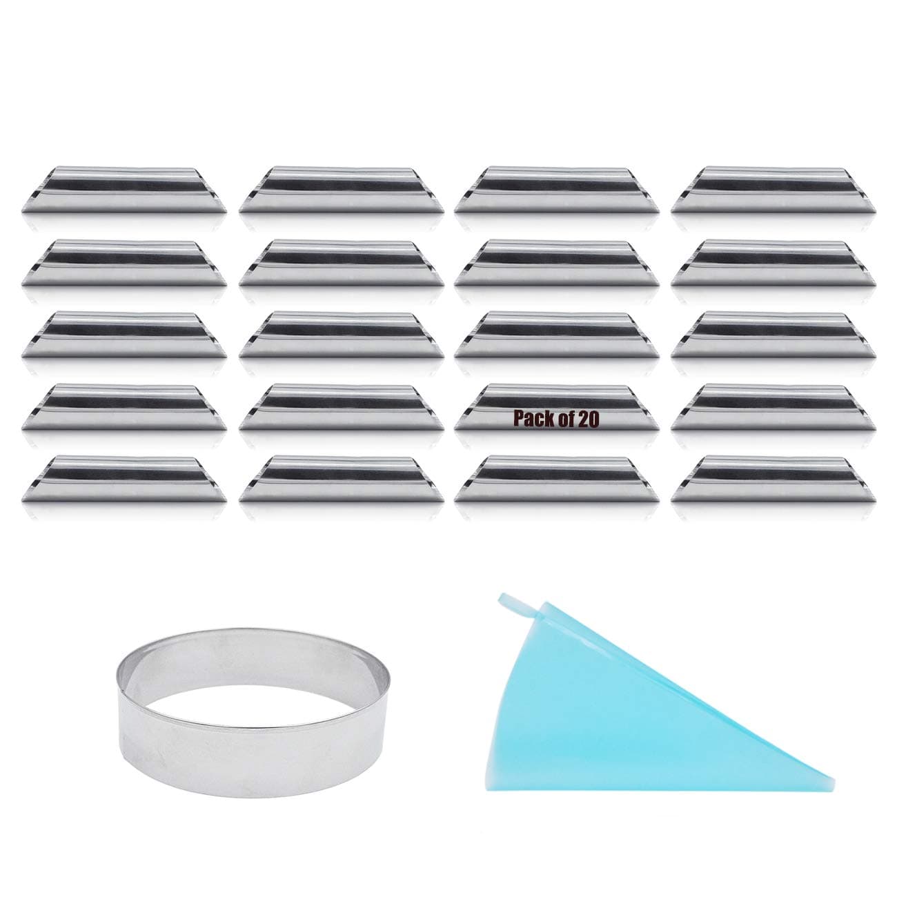 Cannoli Forms Pastry Roll Molds,Stainless Steel Cannoli Tubes,Pack of 20 [Free Pastry Bag and Round Cookie Cutter as Bonus]