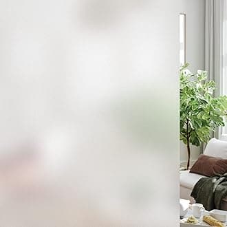 HIDBEA Privacy Window Film Frosted Heat Control UV Protection, Non-Adhesive Window Clings Reusable Translucent Glass Stickers for Home Office Bathroom (Frosted 17.5 Inch x 6.5 Feet)