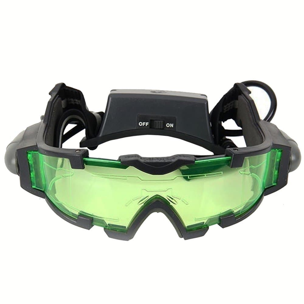 Night Vision Goggles Adjustable Spy Gear Night Mission Goggles with Flip-Out Lights Green Lens Protect Eyes Children's Day Gift