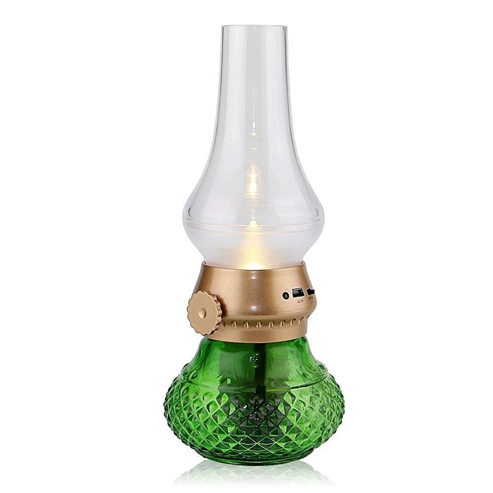 Tabooh Blowing Voice Control LED Lamp-USB Rechargeable Wireless GREEN LED Night Light Candle Lamp, Creative Kerosene Oil Lamp Design with Dimmer Control Key, for Indoor & Outdoor, Reading, Camping