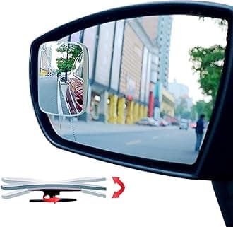 Ampper Rectangular Blind Spot Mirror, HD Glass Frameless Stick on Adjustabe Convex Wide Angle Rear View Blind Spot Car Mirror for Car Blind Spot, Pack of 2