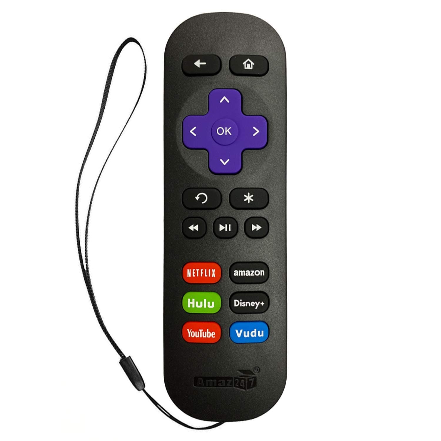 Original Amaz247 Roku Remote for Roku Player (Any Box Shape of Roku Device) (Roku 1/2/3/4, HD/LT/XS/XD), Express/Premiere/Ultra; NOT for Roku TV or NOT for Roku Stick