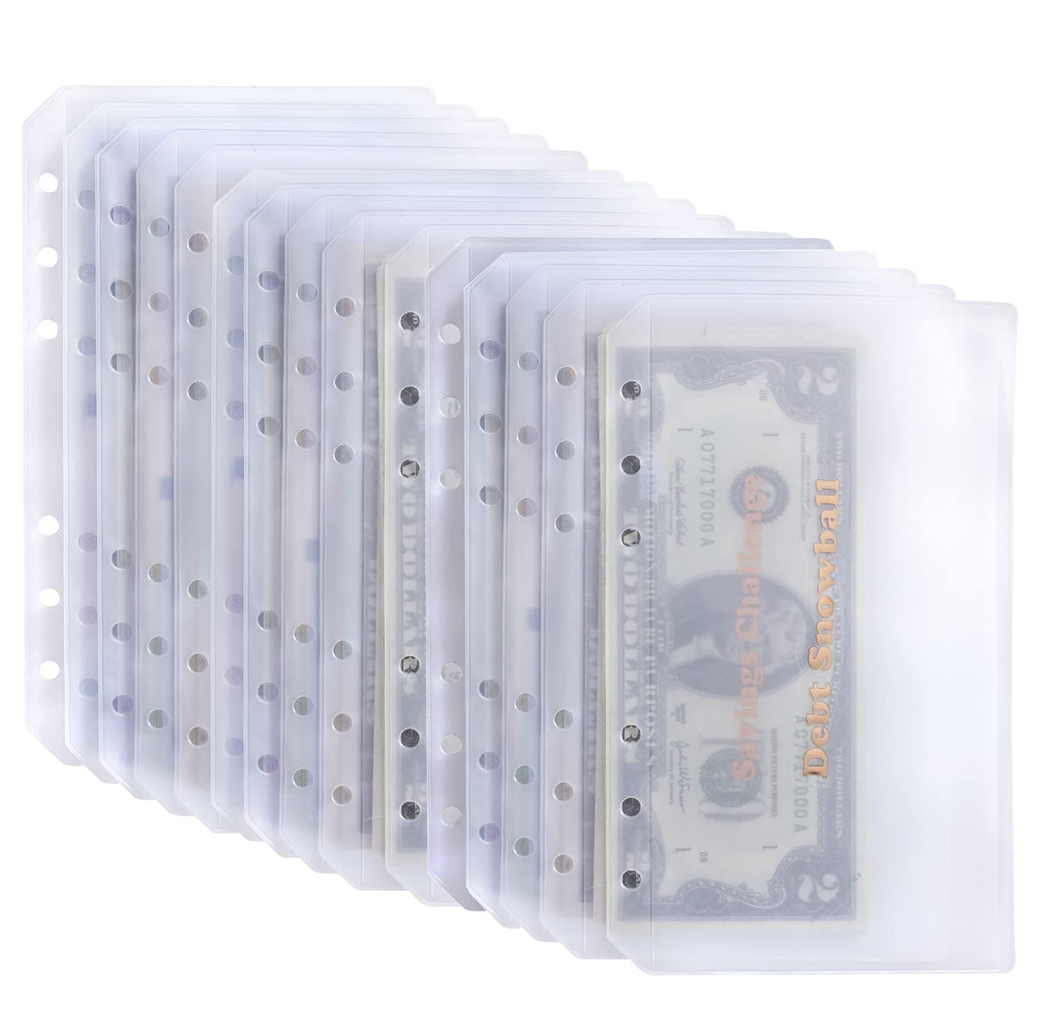 15pcs A6 Binder Pockets with No Zippers, Zipless Budget Envelopes for Cash System, A6 Binder Pouch for 6 Ring Binder, Money Folder Organizer for Cash.