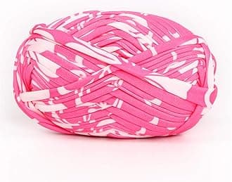 1 PCS Colorful T-Shirt Yarn Knitting Yarn Fabric Crochet Cloth for DIY Knitted Fabric Art (#59 Pink&White)