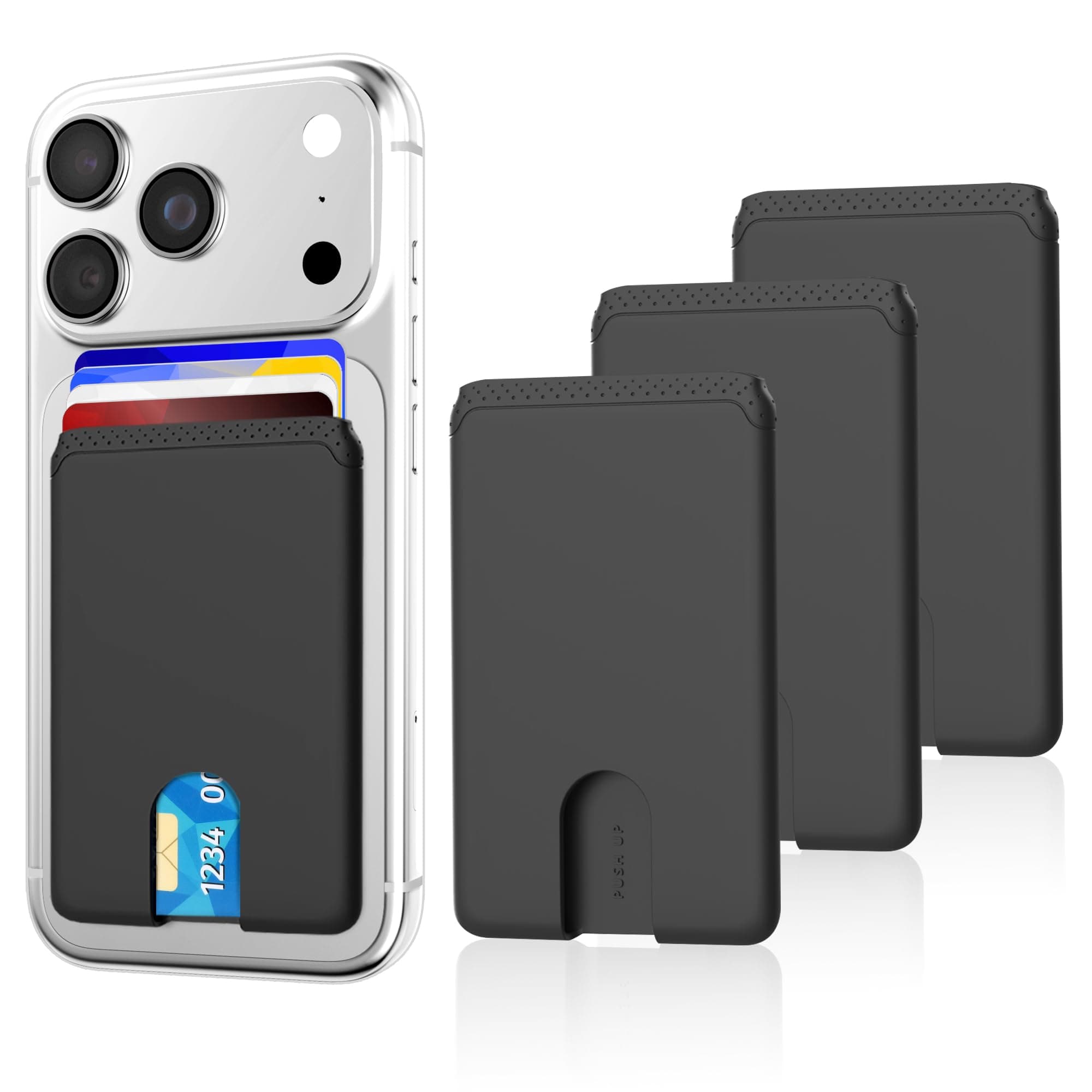 Single Layer Senose Phone Card Holder Stick On Phone Wallet 3 pcs