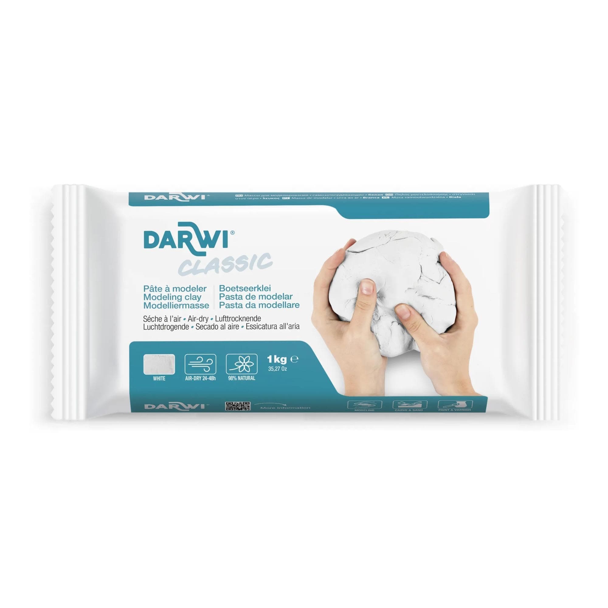 darwi 1-Piece Clay CLASSIC 1 KG, WHITE