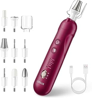 COSLUS Professional Manicure Pedicure Kit: 8 in 1 Electric Cordless Nail Drill Tools 5 Speed Nail File Cuticle for Thick Toenail White 8Pcs Nail Drill Bits LED Pedicure Tools for Feet Hand