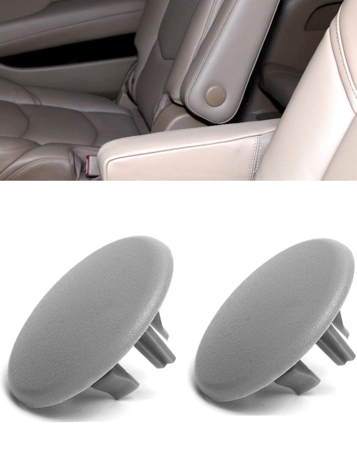 Kerman 2pcs Armrest Cover Cap for 07-19 Chevy Tahoe Suburban Yukon Cadillac Escalade Seat Parts Replacement OEM GM 15279690 Rear Bucket Seats Arm Rest Handle Trim Bolt Vehicle Accessories (Gray)