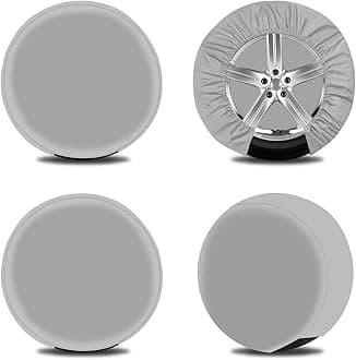 OutdoorLines Waterproof Spare Tire Covers Set of 4, UV-Proof Wheel Covers Windproof Tire Protector for RV, Jeep, Trailers, Camper, Van and Truck, Universal Fits Diameters 27"-29", Gray