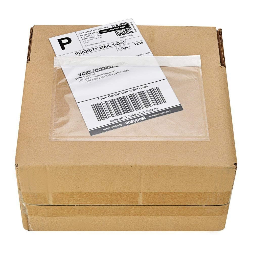 9527 Product 7.5" x 5.5" Clear Adhesive Top Loading Packing List/Shipping Label Envelopes (500 Pack)