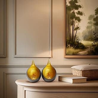 Decozen Tea Lights Votive Candle Holders Set of 4 Handcrafted Metal Home Decor for Console Table Centerpiece Dining Living Room Bedroom Office Farmhouse Events Wedding Decorations - Gold Leaf Color