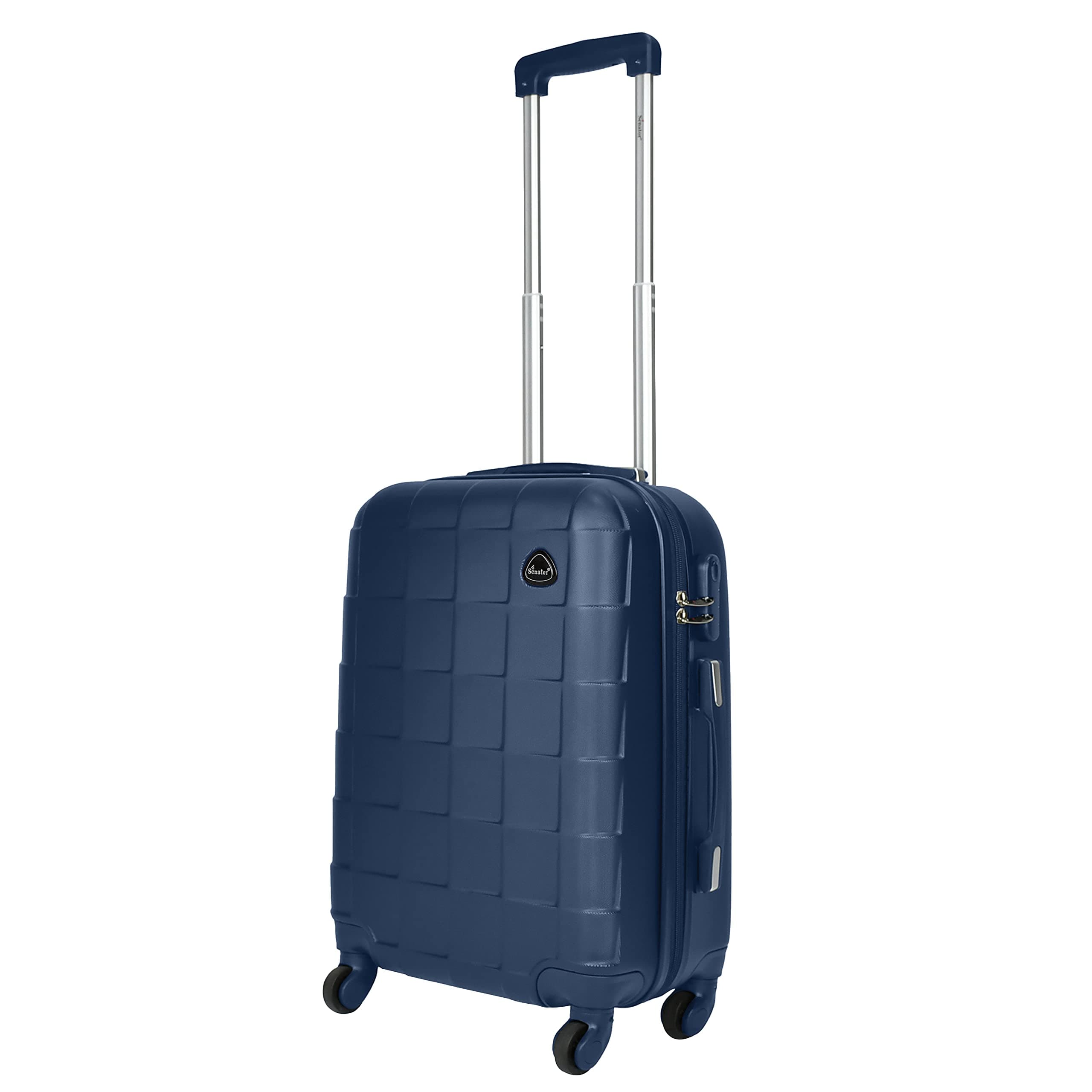 Senator Lightweight Luggage Checked Bag- 24 Inches Hardshell Suitcase Spinner Luggage for Travel A207 | ABS Medium Size Luggage with Spinner Wheels 4 (Checked Luggage 24-Inch, Navy Blue)