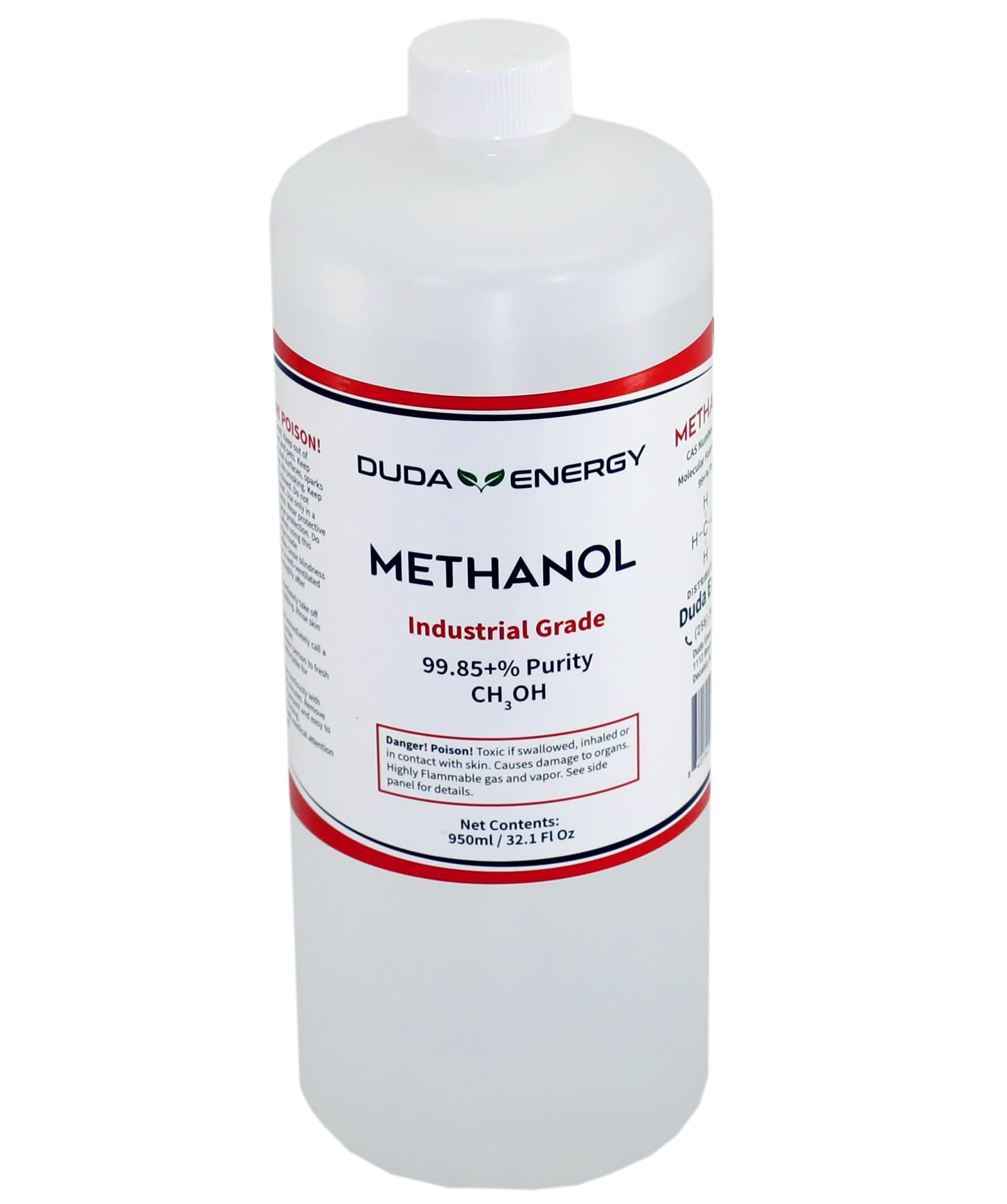 Duda Energy Industrial Grade Methanol, 99.65+% Purity Methyl Alcohol, 950ml Bottle, 2 Pack